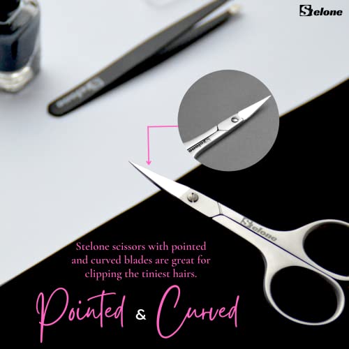 Multi Purpose Eyebrow Scissors Stainless Steel Curved Blade Cuticle Scissors for Manicure and Cosmetic, Brow Scissors for Facial Hair & Eyelash Trimming