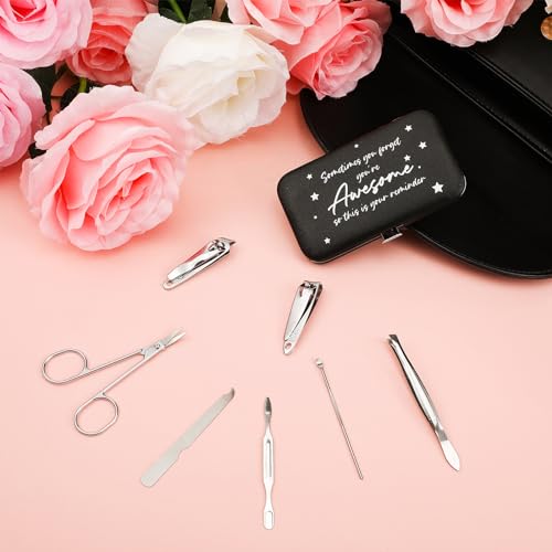 24 Set Manicure Kit Bulk Steel Nail Clippers 7 in 1 Stainless Grooming Nail Kit Christmas Appreciation Gift Bulk Professional Pedicure Tool for Adults Women Men Employee Personal Care(Black)