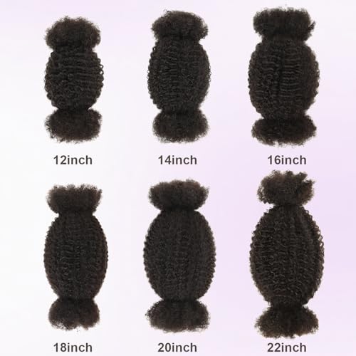 Afro Kinkys Bulk Human Hair Kinky-Curly 100% Real Human Hair for Twist, Braiding, Dreadlocks & Sister Locs, Natural Soft Pre Fluffed, Can Be Dyed Bleached (#1B Natural Black, 16 Inch)