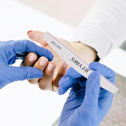 BTYMS 25Pcs 100/180 Grit Nail File and Buffer Professional Double-Sided Emery Boards for Acrylic, Gel & Natural Nails