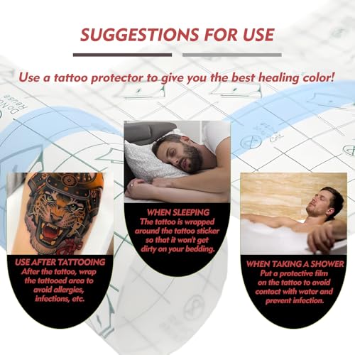 Rayyl Tattoo Aftercare Bandage Second Skin Covers Roll 6" x 2 Yard - Tattoo Waterproof Film Aftercare Bandage Waterproof, Second Skin Cover up Tape Transparent Film Healing Protective (6" x 2 Yard)