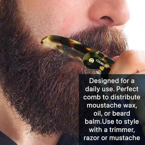 Giorgio G87 4.5 Inch Mustache and Beard Grooming Comb for Men - Handmade, Saw-cut, Hand Polished Pocket Comb for Everyday Hair Styling. 2 Pack Tokyo