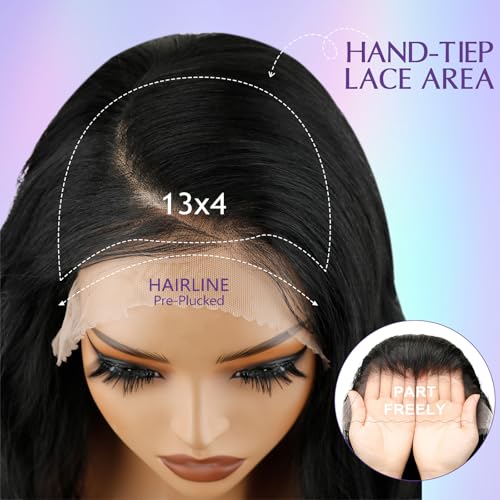 13x4 Synthetic Lace Front Wig Black Long Wavy Wigs 26inch Pre-Plucked Hairline and Baby Hair Synthetic Wigs for Black Women