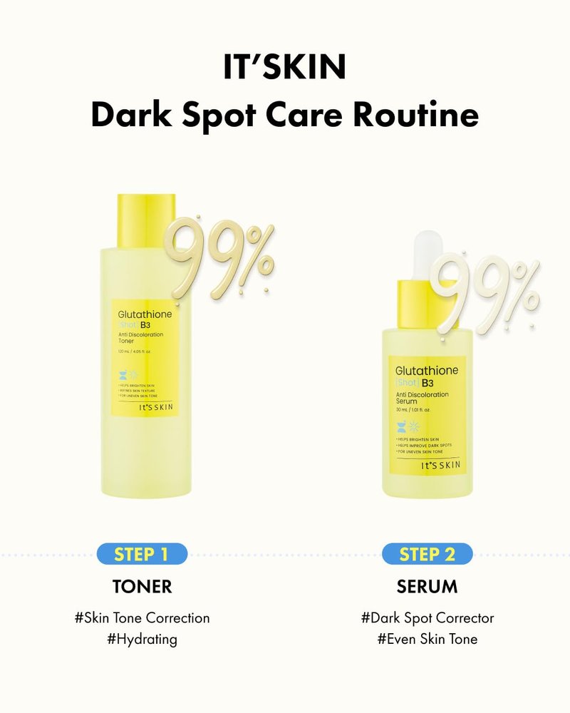 It'S SKIN Glutathione Shot B3 Serum 1.01 Fl Oz, Niacinamide Facial Serum, Dark Spot Corrector, Face Exfoliation, Hydrating Serum for Hyperpigmentation, Acne Scars, Blemish Spot, Korean Skincare