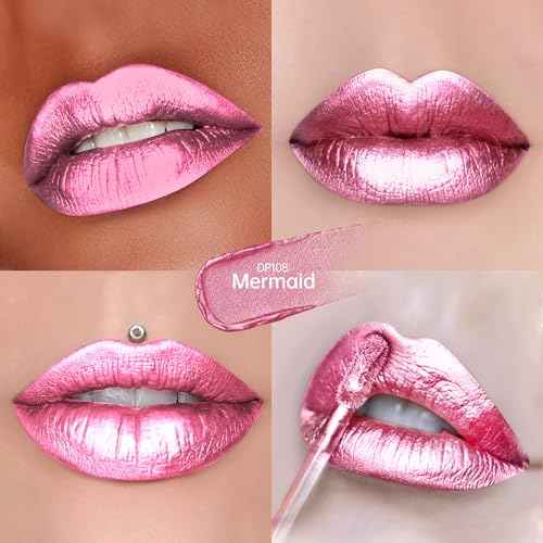 3Pc Lipsticks Set for Women Metallic Lipstick Long Lasting Dark Red Burgundy Pink Lip Gloss, Metal Shine Lightweight Hydrating Full Coverage Lip Color, DP104/107/108