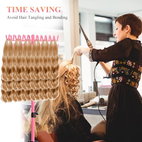 JANMPASK Braiding Hair Rack Height Adjustable 144 Pegs Braiding Rack Hair Extension Holder with Hair Braid Tools, Easy to Assemble (pink)