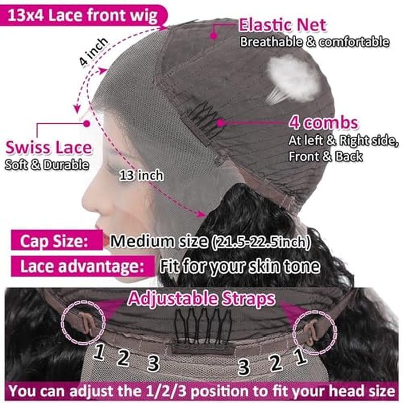 22 Inch 13x4 Deep Wave Lace Front Wigs Human Hair deep wave frontal wig 13x4 HD Lace Front Wigs Human Hair Pre Plucked Virgin for Women Natural Color Glueless Wig