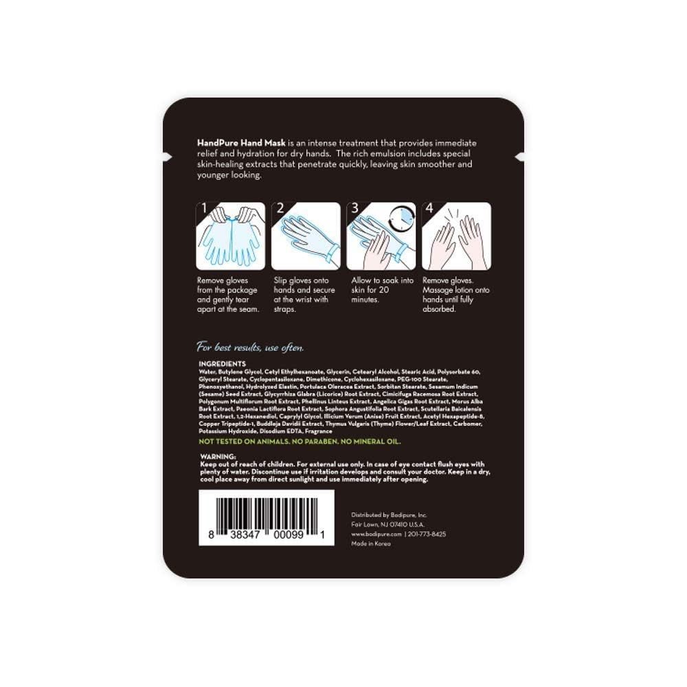 Bodipure HandPure Hand Repair & Anti-Aging Hand Mask – 20-Minute Moisturizing Gloves for Dry, Cracked Hands, Softens Cuticles, Paraben-Free, With Natural Botanical Ingredients (6 Packs)