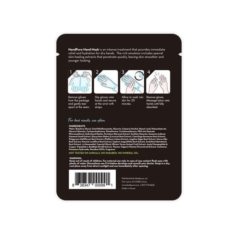 Bodipure HandPure Hand Repair & Anti-Aging Hand Mask – 20-Minute Moisturizing Gloves for Dry, Cracked Hands, Softens Cuticles, Paraben-Free, With Natural Botanical Ingredients (6 Packs)