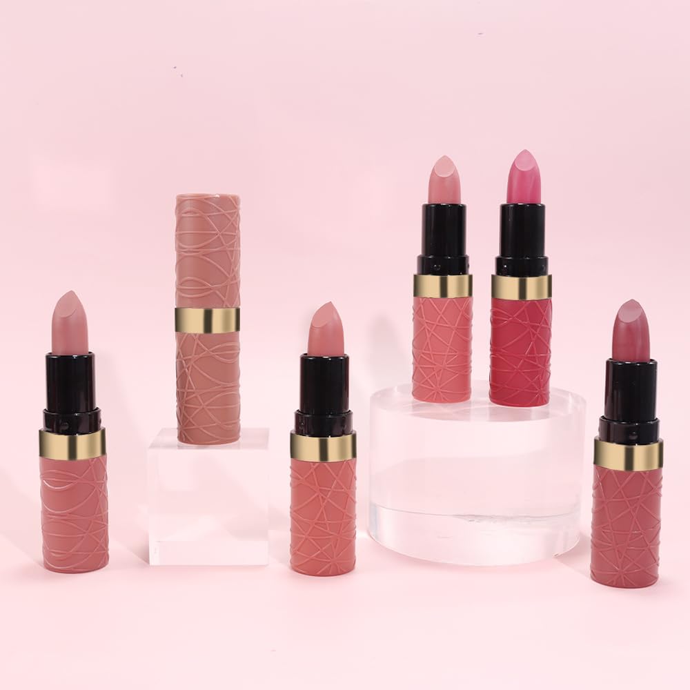 ORANOT 6 Pcs Nude Pink Brown Rose Red Purple Matte Lipstick Set for Women Long Lasting Waterproof Moisturizing Lipsticks for Older Women 24 Hours Lip Stick Lip Stain Makeup Gift Kit,Lip Makeup Vegan