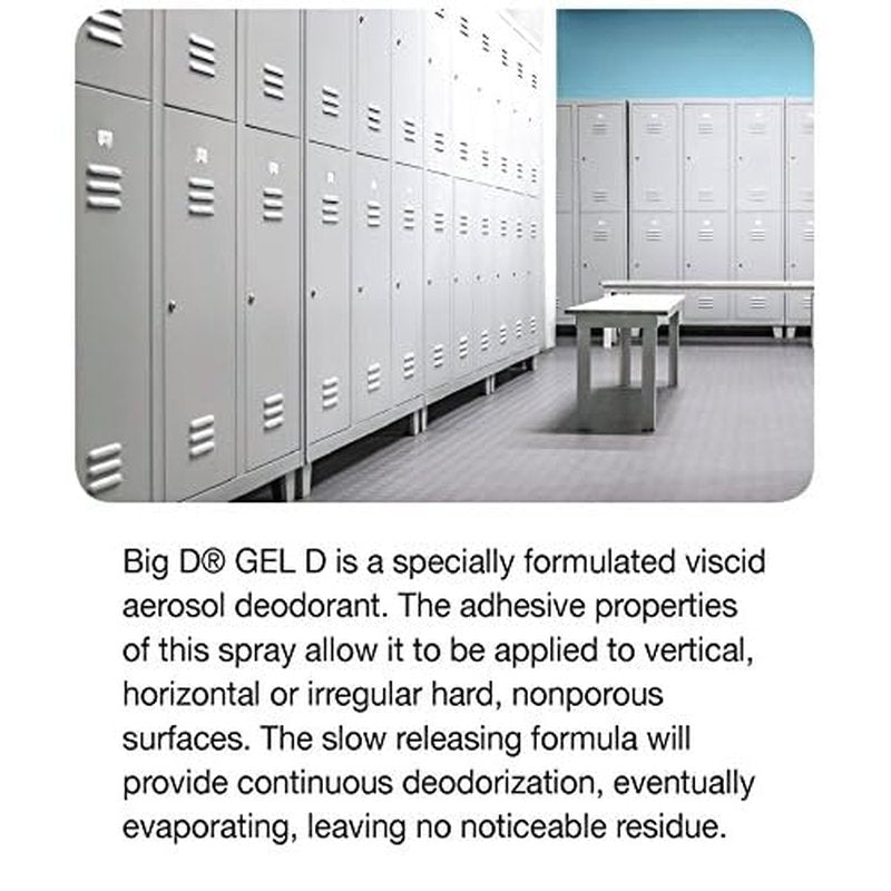 Big D 070 Gel D Viscid Aerosol Deodorant, Mountain Air Fragrance, 15 oz (Pack of 12) - Adheres to Hard, nonporous Surfaces for Slow Releasing Odor Control - Use in Trash cans, dumpsters, lockers