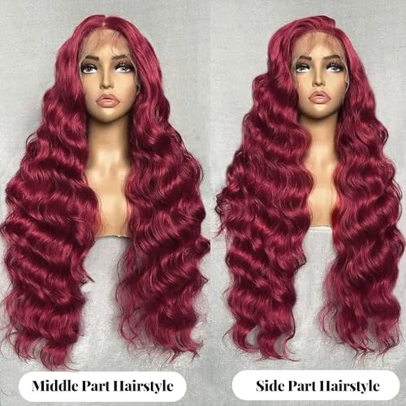 Munx Burgundy Human Hair Wigs for Black Women 13x4 99j Colored Pre Plucked Lace Front Wigs Human Hair Thick 180 Density Glueless Wine Red Body Wave Wig Bleached Knots with Baby Hair 30in