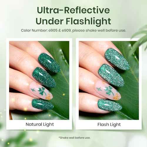 beetles Gel Polish Christmas Green Gel Nail Polish Set 6 Colors Cat Eye Jelly Glitter for Salon Manicure Nail Art DIY at Home UV LED Needed Gifts for Women Girls Enchanted Forest