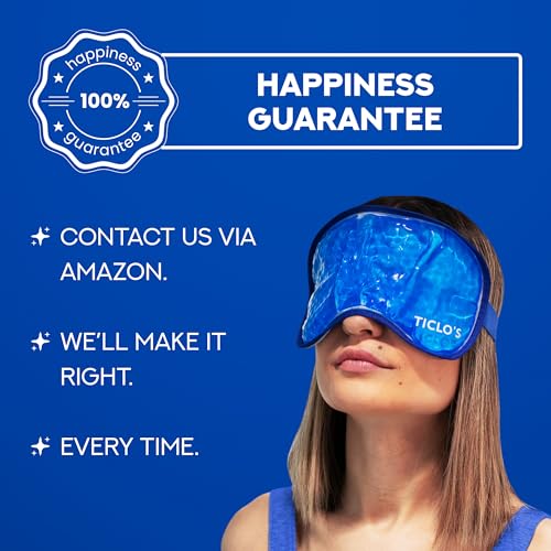 Ticlo's Cooling Eye Mask for Puffy Eyes - Gel Mask for Sleeping, Cold Compress for Dark Circles, Reusable for Migraines, Headaches, and Post-Surgery Recovery, Ice Pack