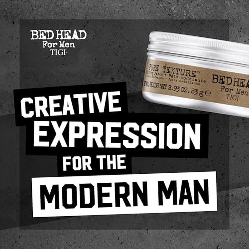 TIGI Bed Head for Men Pure Texture Hair Molding Paste - Use for Texture & Separation - Versatile Cream-to-Paste Fusion - For Men's Hairstyles - Use on Damp & Dry Hair - 2.93 oz (2 Pack)