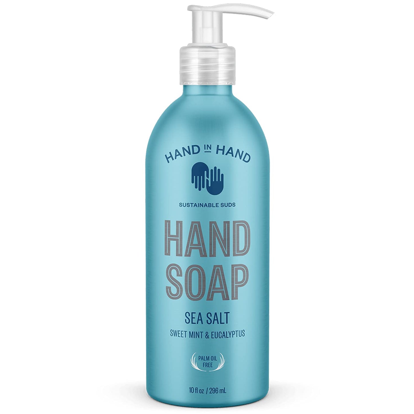 Hand in Hand Nourishing Liquid Hand Soap, 10 Fl Oz, Sweet Mint & Eucalyptus, Sea Salt Scent, 4 Pack