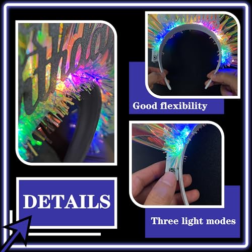 Light Up Happy Birthday Crown - Glowing Birthday Headband LED Bday Headpiece Hair Hoop Hair Accessories