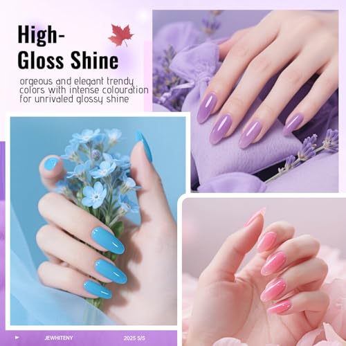 JEWHITENY Poly Gel Nail Kit 14 Colors - Yellow Nude Pink Blue Purple Glitter Tones Starter Kit with UV Lamp Base & Top Coat All-in-One Gift for Women Need U V Light Curing