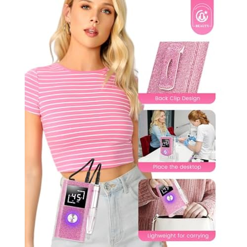 CozyZen Cordless Electric Nail Drill, 45000 RPM Rechargeable Diamond E-File, Portable & Low Noise for Acrylic/Gel Nails, Manicure & Pedicure - Professional & Home Use