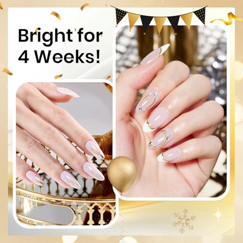 Beetles Metallic Gel Nail Polish Liner Set Silver Bronze Gold 2pcs Gel Liner Nail Art Chrome 3D High-Gloss Effect for Nail Paint Design with Thin Brush DIY French Manicure Curing Requires at Home