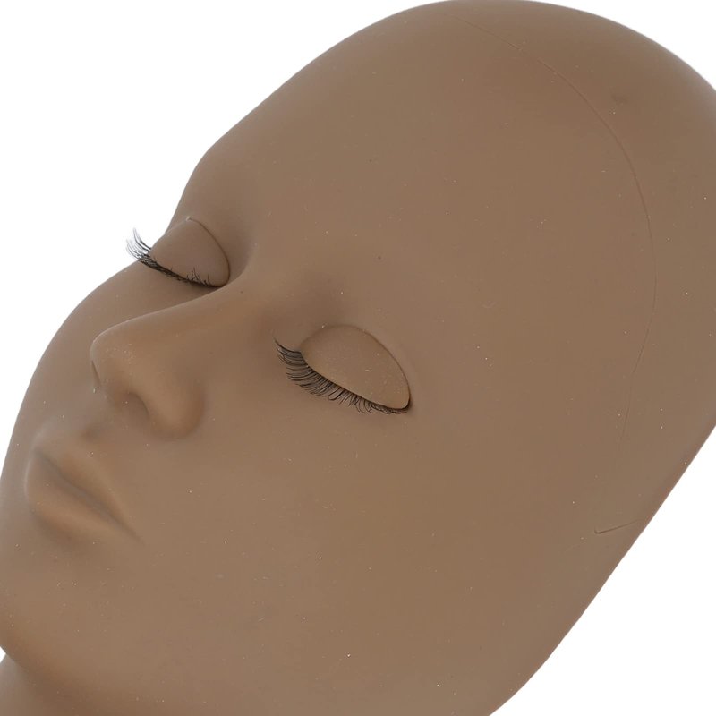 Lash Mannequin Head, Silicone Grafting Eyelash Practice Head Model with Chemical Fiber False Eyelashes for Eyelashes, Makeup, Beauty, Face Washing, Massage Practice