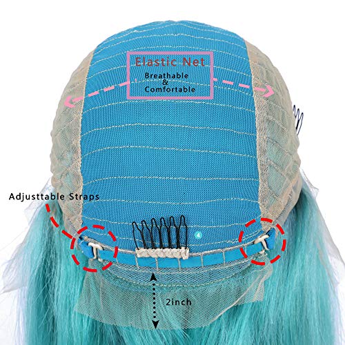 Guanyuhair Pre-plucked Short Bob Human Hair Lace Front Wigs Glueless Silky Straight 150% Full Density #Light Blue Free Part Bob Wigs For Black Women 14inch