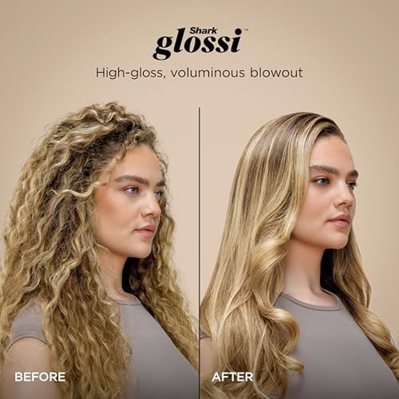 Shark Glam Ceramic & Powerful Air Styling & Drying System, with Silki Straightener & Shark Glossi Air Glosser, for Drying, Curling, Straightening & Glossing, Gold, HD6051S (Straight & Wavy Hair)