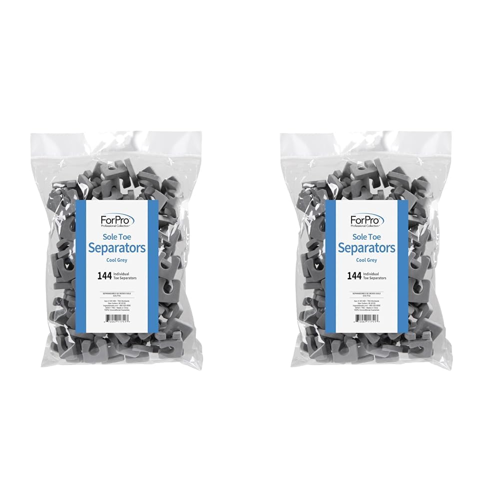 ForPro Sole Toe Separators - Black Luxurious Foam Separators - Individual Toe Separators for Pedicures – 144-Count