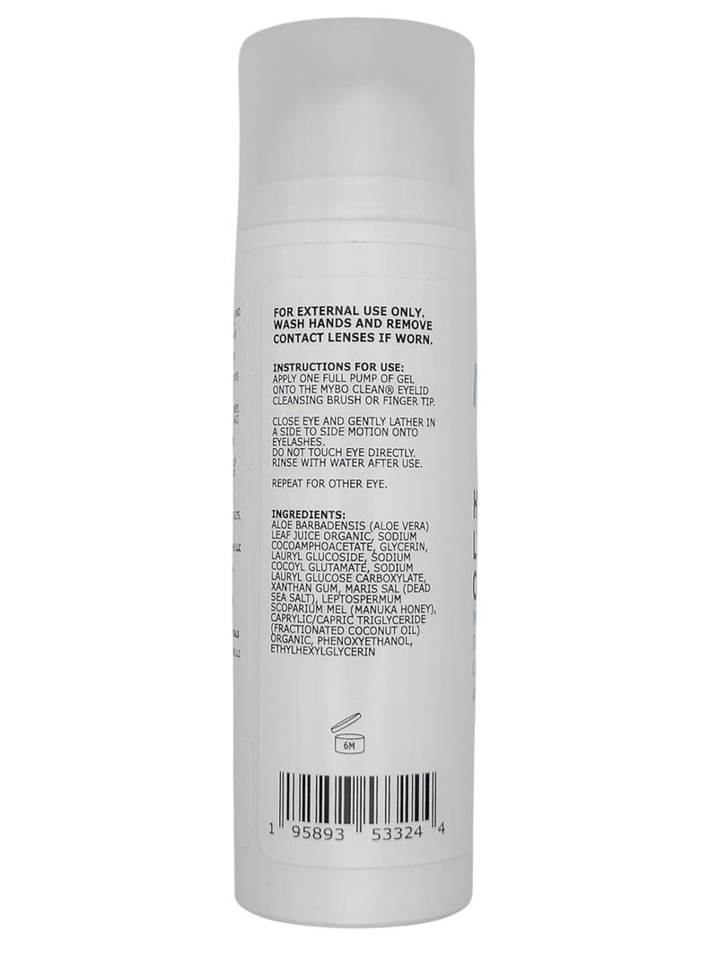 Myboclean Hydrating Lids and Lash Cleansing Gel, Manuka Honey UMF 16+, Aloe Vera, Coconut Oil, Dead Sea Salt, 1.69 Fl Oz