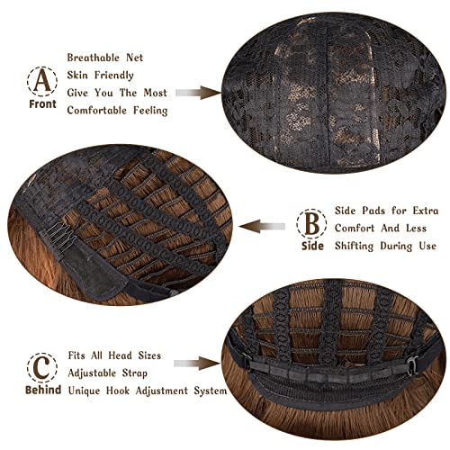 WERD Short Brown Bob Wig with Bangs,10 inch Brown Straight Bob Wig for Women Heat Resistant Fiber for Cospaly Velma