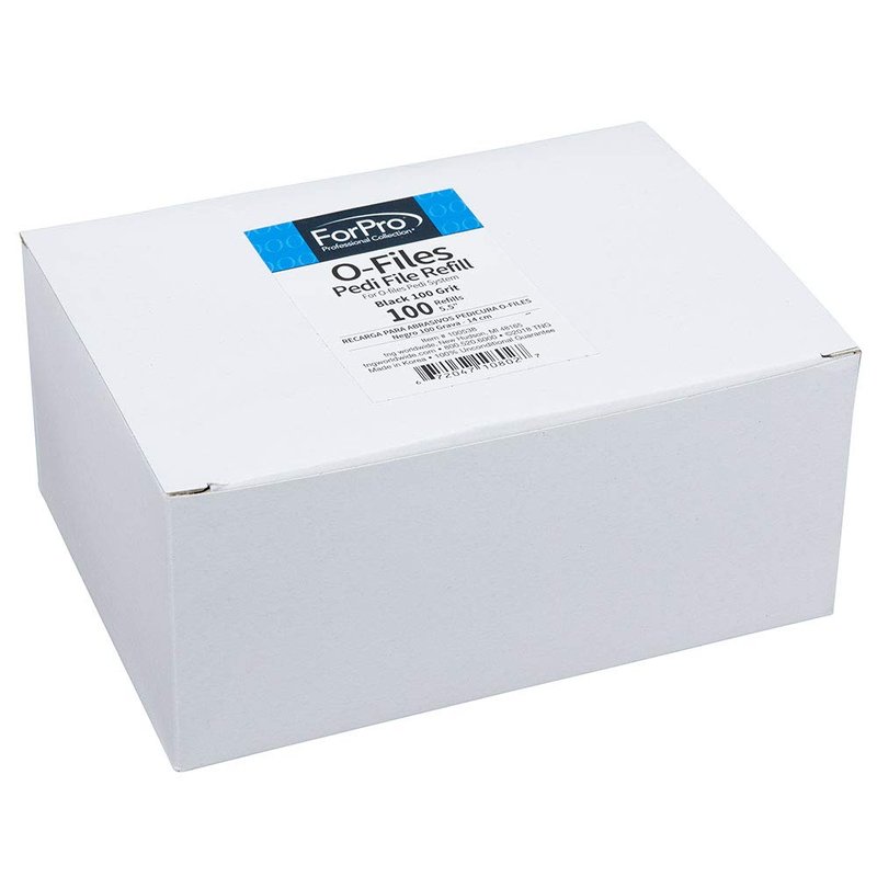 ForPro Professional Collection O-Files Pedi System Refill Strips, Black, 100 Grit, Adhesive Pedi File, 5.5” L x 1.5” W, 100-Count