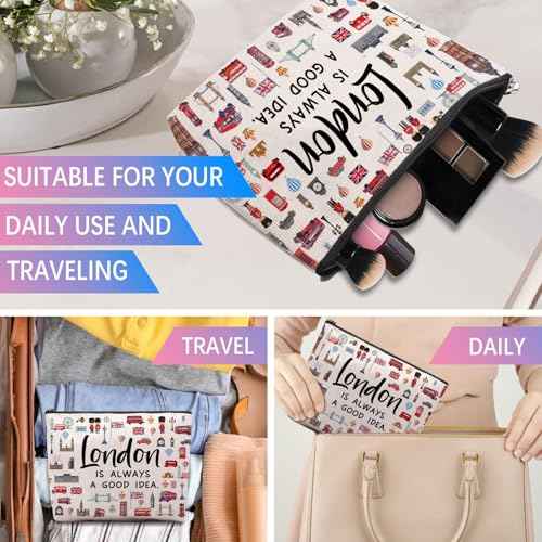 London Lover Souvenirs Gifts: Themed Travel Organizer for Women, Friends - Zipper Pouch Accessories Bag