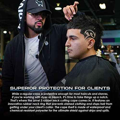 Level 3 Cape with Rubber Neck - Water Resistant Barber Hair Cutting Cape - Professional Salon Stylist and Barber Accessories
