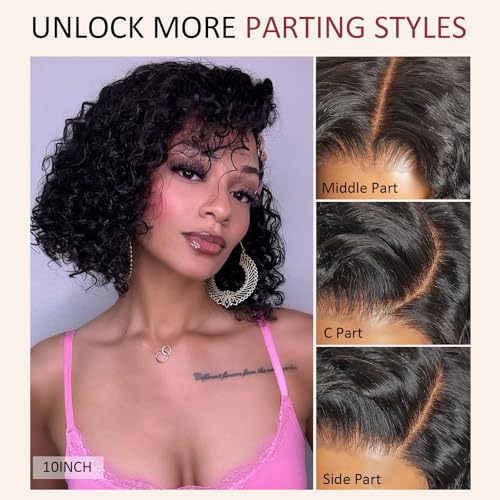 yosly Wear and Go Glueless Wig Human Hair Pre Plucked Pre Cut Deep Wave Bob Wig Human Hair Lace Front Wigs for Black Women Upgraded 4x4 Lace Closure Wigs Human Hair for Women 12 INCH (Natural Color)