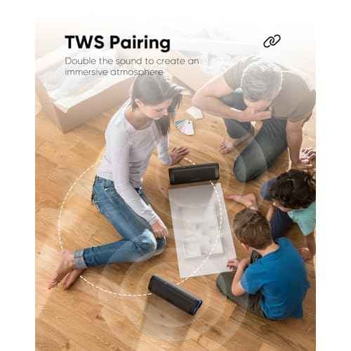 Bluetooth Speaker Stocking Stuffers for Men Women Teens Boys Girls: Portable Wireless, IPX5 Waterproof, White Elephant Gifts for Adults, Up to 20H Playtime, TWS Pair, for Home/Party/Outdoor (Black)