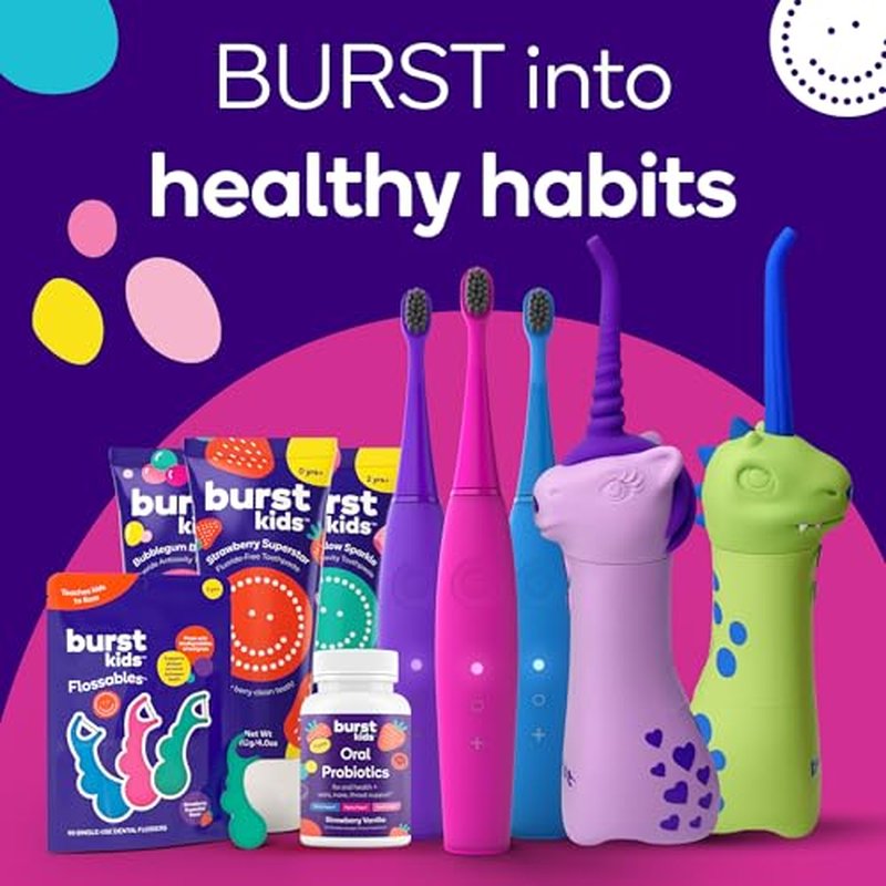 BURST Marshmallow Sparkle Kids Toothpaste with Fluoride (4oz) | Great Tasting | Flavored for Children & Toddlers | Anticavity | Dye Free & Vegan | Safe for Kids Ages 2+