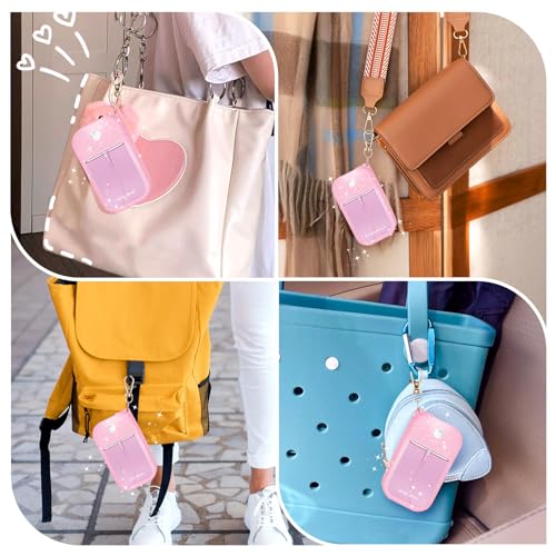 Palksky Hand Sanitizer Spray Case for Touchland,Protective Case with Keychain for Power Mist and Glow Mist1 fl oz(Glitter Sequin Pink),Travel Size