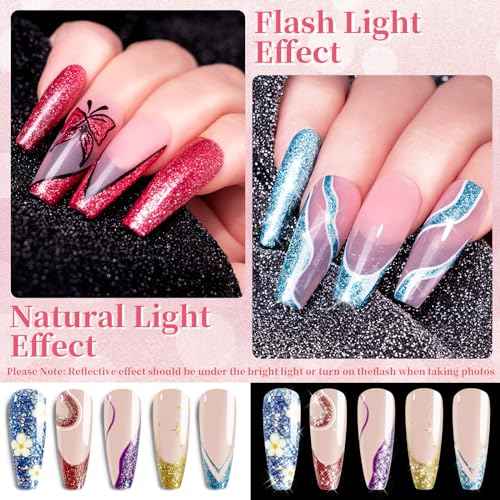 Clara Colors Glitter Gel Polish Set for Winter, 20 Color Nail Art Set - Red, Yellow Gel Polish for Swirl, French Tip Painting Designs - Built-In Nail Art Brush