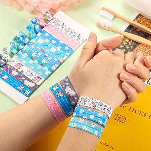 BBTO 20 Pieces Dental Gifts Hair Ties Tooth Scrunchies Headbands Elastic Ribbon Ponytail Holders Ropes No Crease Hairbands Dentist Accessories for Women Dental Hygienist Assistant Christmas Gifts