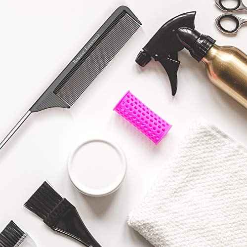 Professional 8.8 Inch Tail Comb (5 Pack) - Black Carbon Fiber and Stainless Steel Pintail - Anti Static and Heat Resistant Teasing Comb - Lightweight for All Hair Types