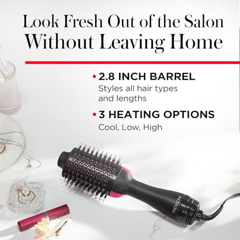 REVLON One-Step Volumizer Hair Dryer and Styler ? Easy Salon-Style Blowouts ? Less Frizz, More Shine, and Reduced Heat Damage, for All Hair Types and Lengths (Black)