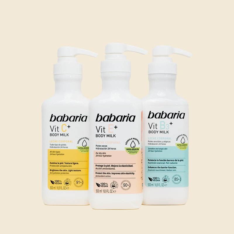 Babaria Vitamin E Body Milk - Moisturizing Body Lotion for Women and Men - Dry Skin Body Cream - Boosts Collagen Production - Light Texture - 2 pc