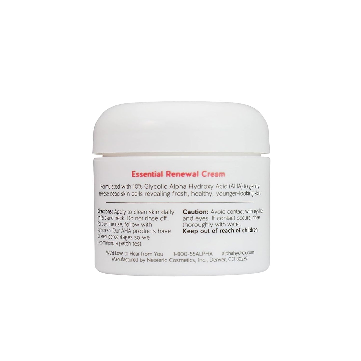 Alpha Skin Care Essential Renewal Cream, 10% Glycolic AHA, Anti-Aging Formula, Reduces Lines & Wrinkles, Alpha Hydroxy Acid Exfoliates for Smoother Skin, Normal, Sensitive or Dry Skin, 2 Oz, Pack of 2