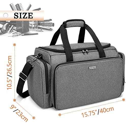 BAFASO Large Capacity Hairdresser Bag with Adjustable Dividers, Travel Barber Case Holds Various Hair Cutting Tools (NO ACCESSORIES), Gray