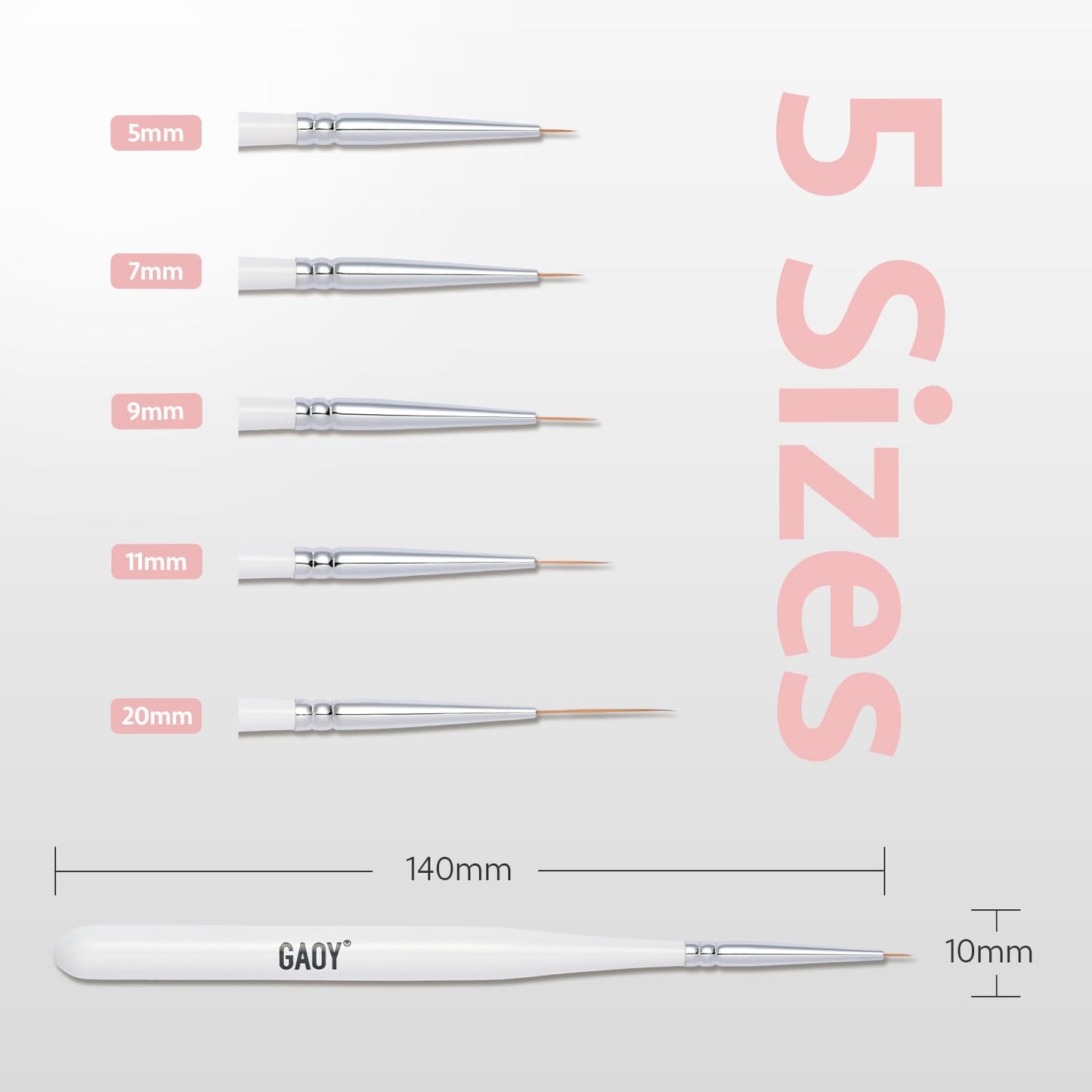 GAOY 8 Pcs Nail Brushes for Nail Art, Nail Design Tools for Nail Detail Painting, French Liner and Dotting Pens for Nail DIY