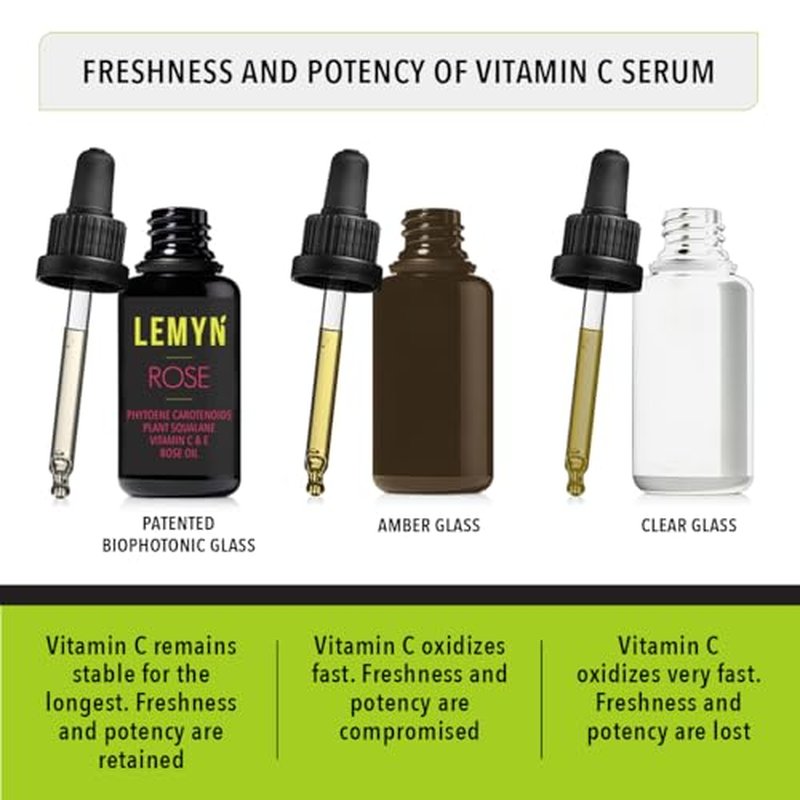 Squalane + Vitamin C Rose Oil Serum | Luxury Hydrating & Brightening Face Oil | With THD Vitamin C, Rosa Damascena & Carotenoids | Freshly Made in USA | 15ml