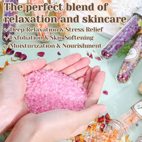 Bath Salts Making Kit- 31PCS DIY Bath Salts Making Kit, Make Your Own Sea Bath Salt, Relaxation Gifts for Women, Lavender, Rose, Body Care Spa Set, Organic Salt Scrubs Gifts for Women & Men