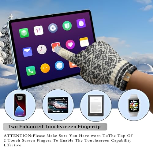 Winter Beanie Hat Long Scarf and Touchscreen Gloves for Women Fleece Lined Skull Cap Neck Scarves for Men 3Pcs