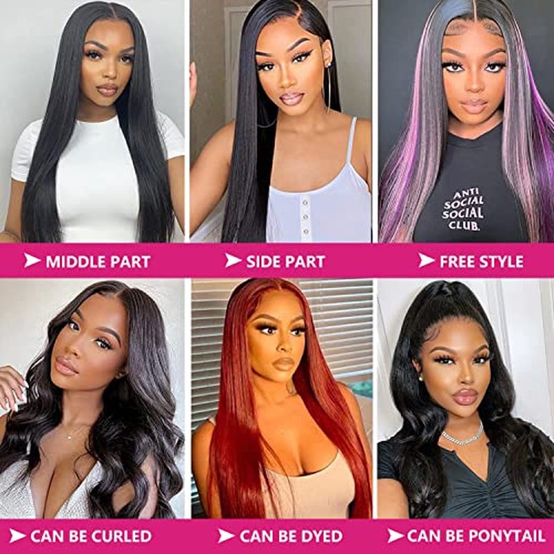 13x6 Lace Front Wigs Human Hair 180 Density Straight HD Transparent Lace Front Wigs for Women Human Hair 13x6 Full Lace Frontal Wigs Pre Plucked with Baby Hair Natural Color (22 Inch)