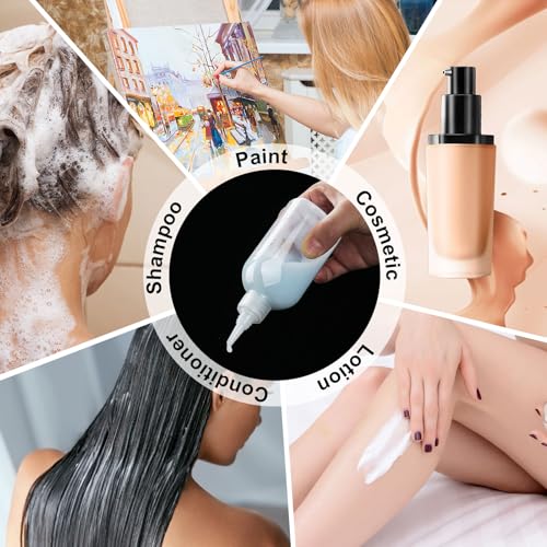 Cosywell Paint Bottles 4Pack 100ml/3.4oz Empty Squeeze Bottles Leak-Proof Refillable Plastic Hair Color Applicator Bottle Paint Storage Containers for Paint Art Crafts Shampoo Liquids(Clear)